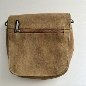 Travelon Anti-theft Crossbody Bag Beige Faux Suede Pockets